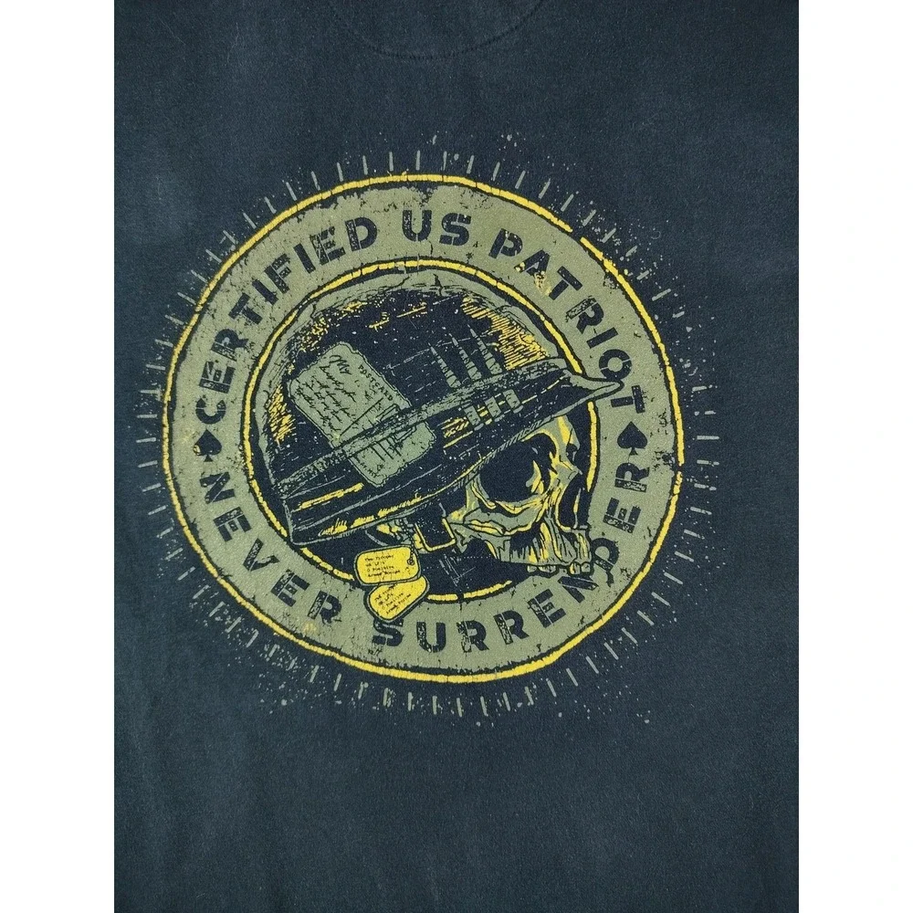Grunt Style Hoodie Sweatshirt Mens Large Black Full Zip Skull Patriotic Military